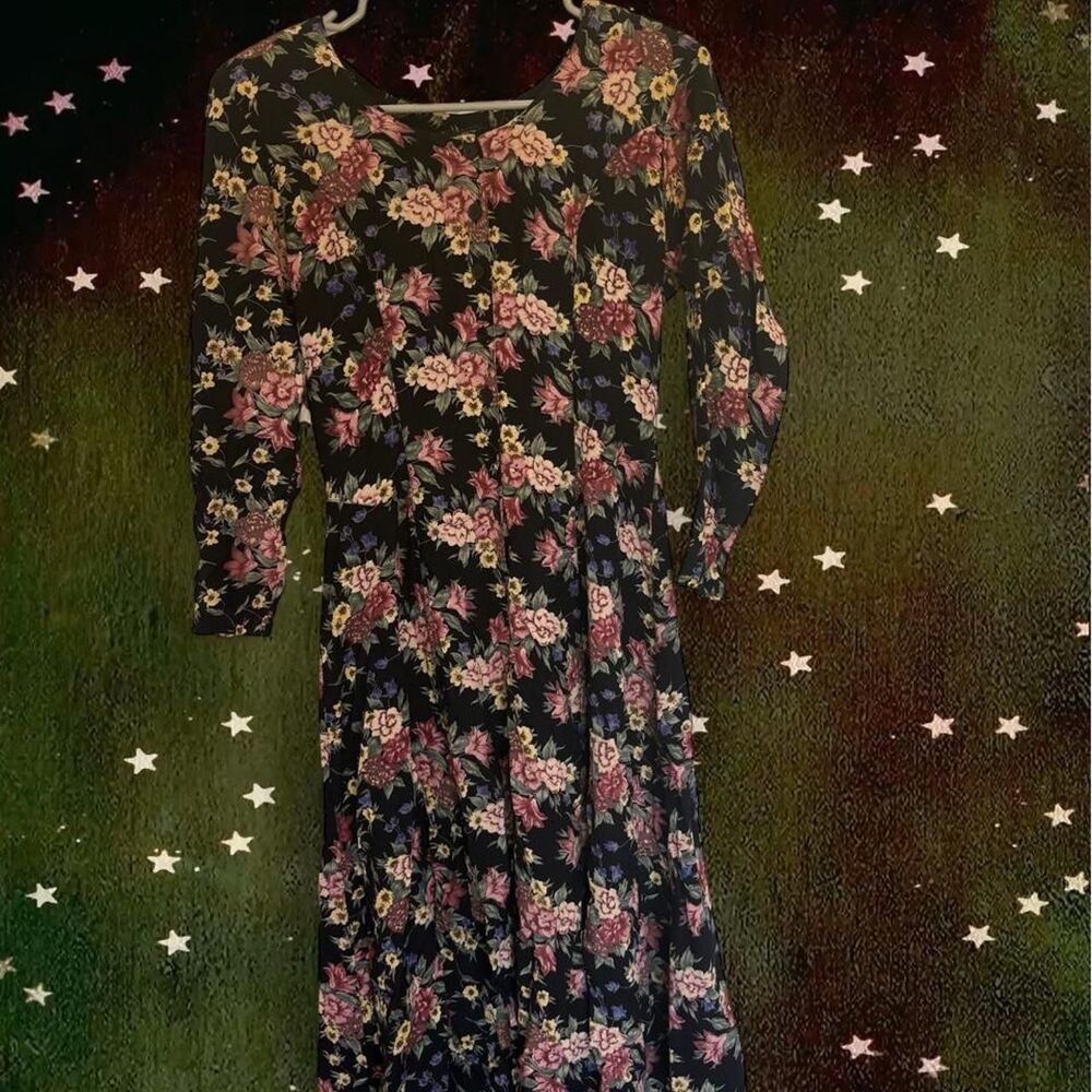 Vintage 90s Starina Floral Button Up Maxi Dress